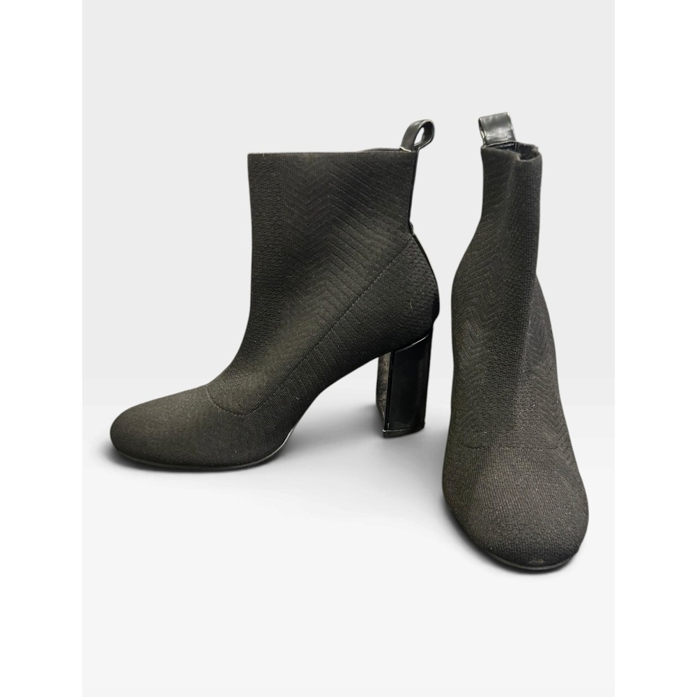 BCBGeneration Black Knit Sock Ankle Boots Women's Size 8 Block Heel Pull On